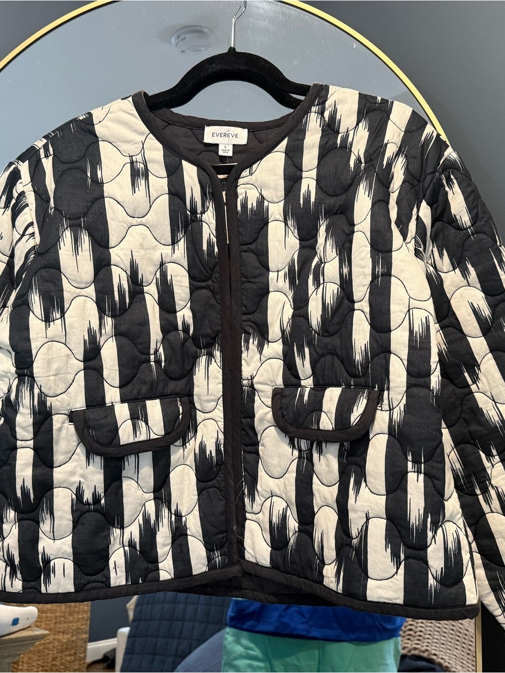 Evereve Black & White Quilted Patterned Jacket